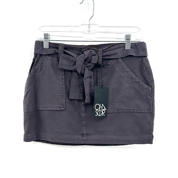 NWT CHASER Gray Vintage Canvas Surplus Mini Skirt Patch Pockets Size Medium - Picture 1 of 4